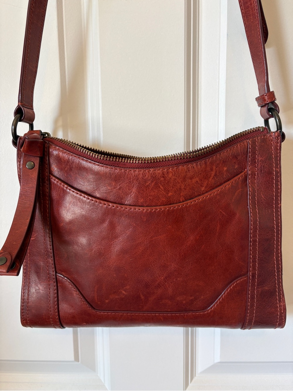 Frye Red Brown Leather Crossbody Bag - Picture 2 of 11
